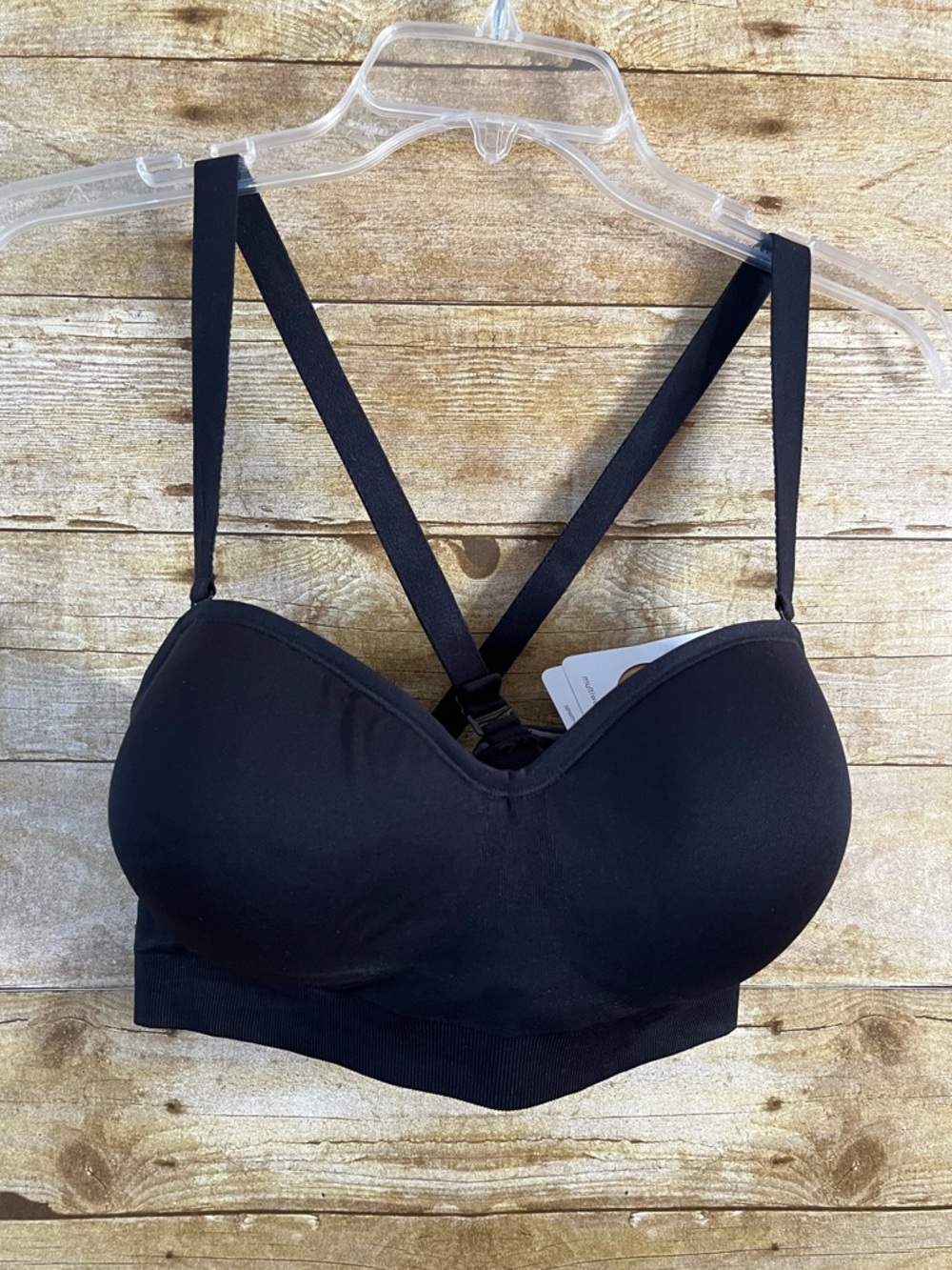 Jockey Women's Black Seamless Convertible Strapless Bra Bandeau NWT Size XL